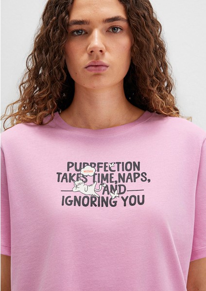 Kedi Baskılı Pembe Tişört 1613473-71031