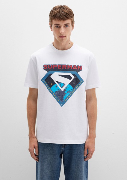 Superman Baskılı Beyaz Tişört 0612917-620