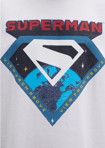 Superman Baskılı Beyaz Tişört 0612917-620