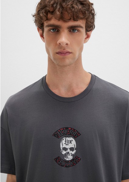 Kuru Kafa Baskılı Antrasit Tişört 0612704-70088