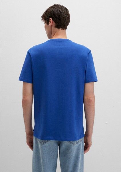 Cep Detaylı Mavi Basic Tişört 066248-70907