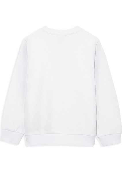 Miav Baskılı Beyaz Çocuk Sweatshirt 6610031-620