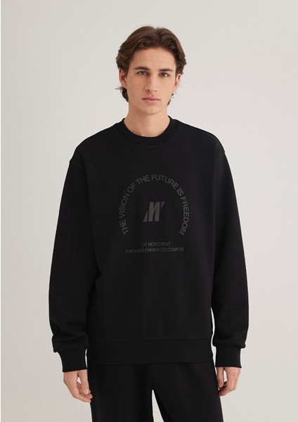Mavi Pro Baskılı Siyah Sweatshirt 0S10355-71379