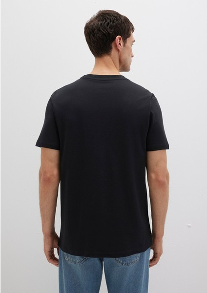 Mavi Logo Baskılı Siyah İnterlok Tişört 0610360-900