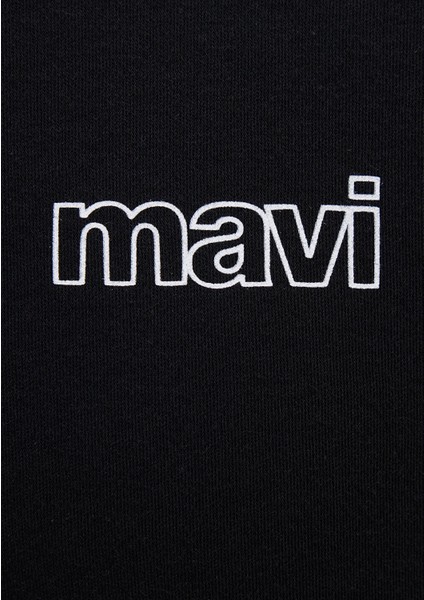 Mavi Logo Baskılı Siyah İnterlok Tişört 0610360-900