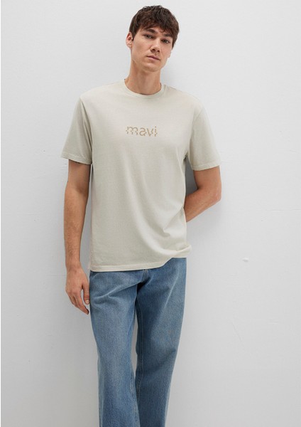 Mavi Baskılı Bej Tişört 0612933-70134