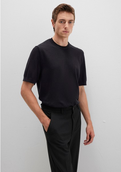 Kısa Kollu Siyah Triko Tişört 0710312-900