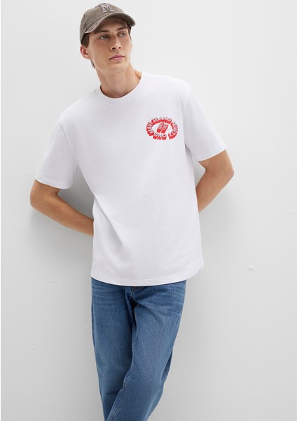 Mavi Jeans Baskılı Beyaz Tişört 0612898-620