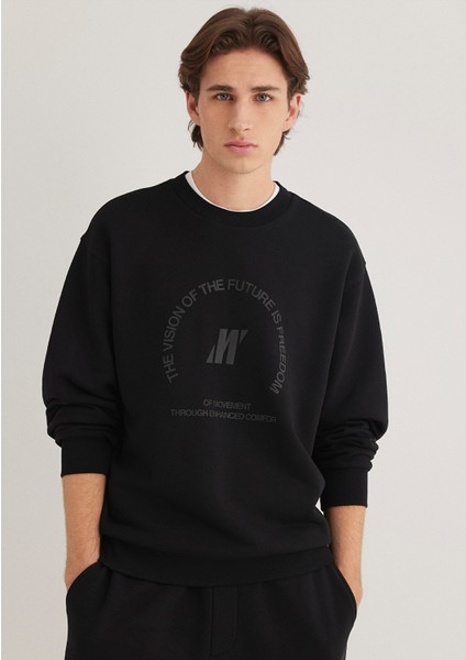 Mavi Pro Baskılı Siyah Sweatshirt 0S10355-71379