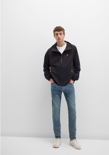 Su İtici Kapüşonlu Siyah Ceket 0110610-71379