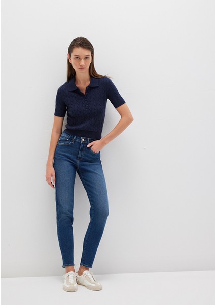 Cindy Gold Shape Koyu Mavi Jean Pantolon 100277-33687