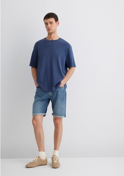 Brian 90LAR Indigo Mavisi Jean Şort 0418487835