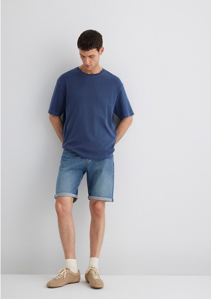 Brian 90LAR Indigo Mavisi Jean Şort 0418487835