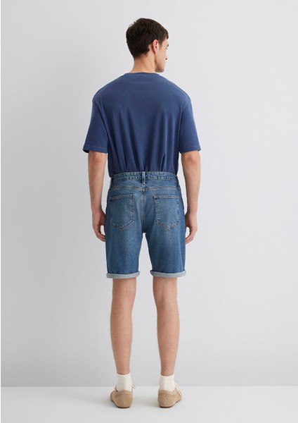 Brian 90LAR Indigo Mavisi Jean Şort 0418487835