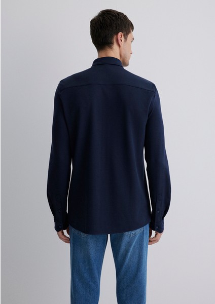 Liyosel Karışımlı Lacivert Gömlek 0211582-70488
