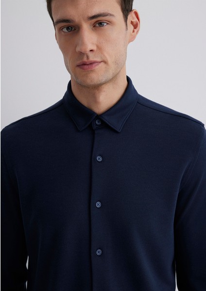 Liyosel Karışımlı Lacivert Gömlek 0211582-70488