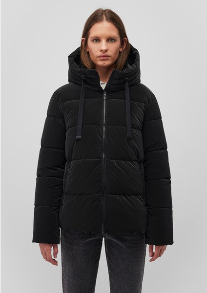 Kapüşonlu Siyah Şişme Mont 1110043-900