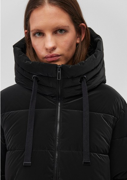 Kapüşonlu Siyah Şişme Mont 1110043-900