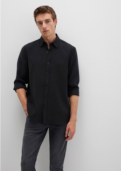 Siyah Tencel Tm Liyosel Gömlek 0211659-900