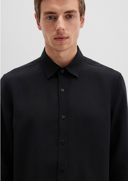 Siyah Tencel Tm Liyosel Gömlek 0211659-900