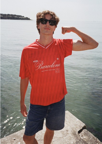 Barcelona Baskılı Kırmızı Forma Tişört 0612712-70471