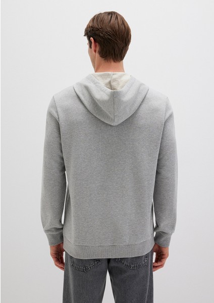 Mavi Logo Baskılı Kapüşonlu Gri Sweatshirt 065606-28387