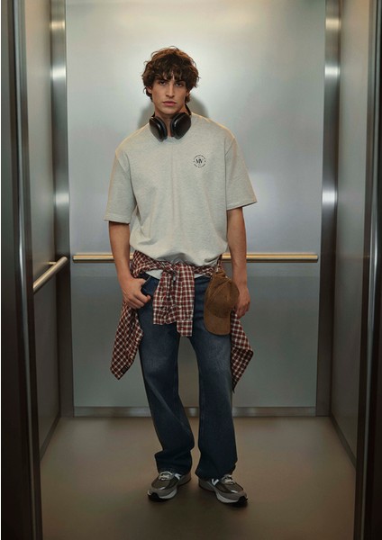 MV Baskılı Gri Tişört 0612846-82498