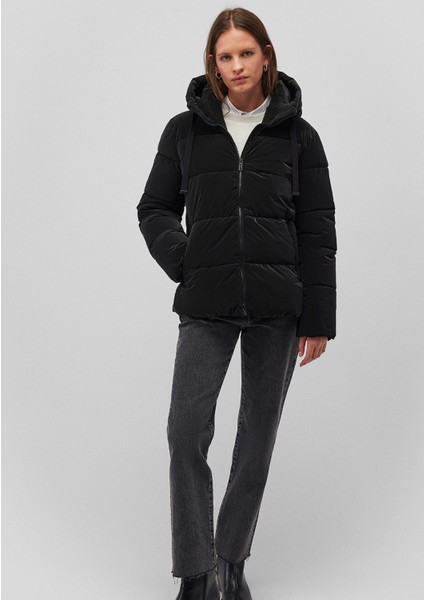 Kapüşonlu Siyah Şişme Mont 1110043-900