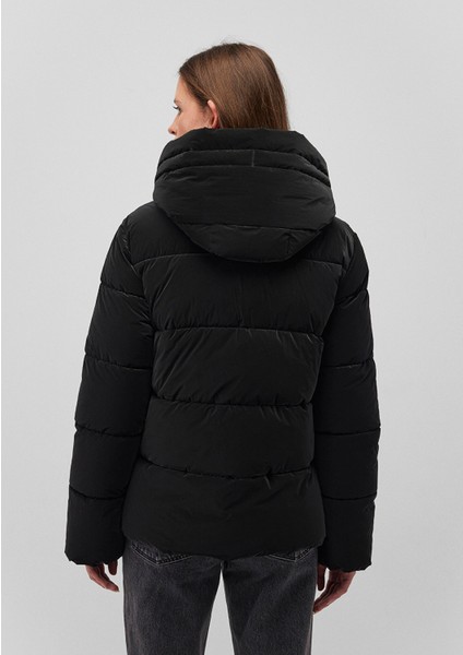 Kapüşonlu Siyah Şişme Mont 1110043-900