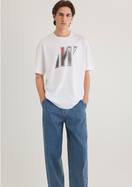 Mavi Pro Logo Baskılı Beyaz Tişört 0612750-620