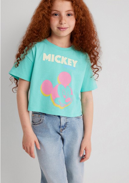Mickey Mouse Baskılı Yeşil Tişört 7610332-71673
