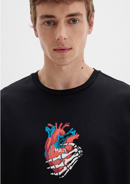 Sırt Baskılı Siyah Tişört 0612931-900