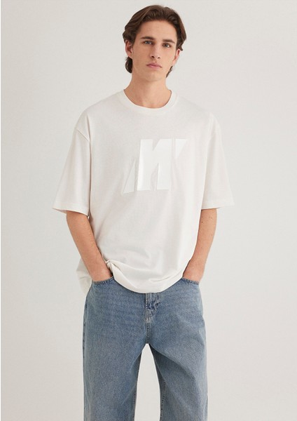 Mavi Pro Baskılı Ekru Tişört 0612752-70057