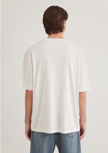 Mavi Pro Baskılı Ekru Tişört 0612752-70057