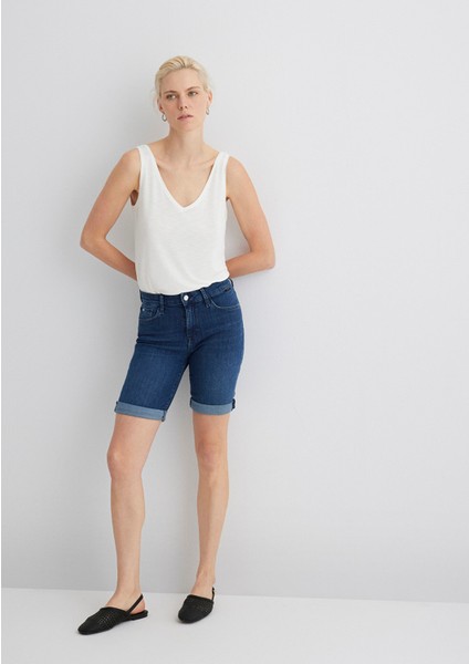 Alexis Gold Klasik Koyu Mavi Jean Şort 1441528584