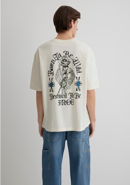 Kuru Kafa Baskılı Ekru Tişört 0612703-70072