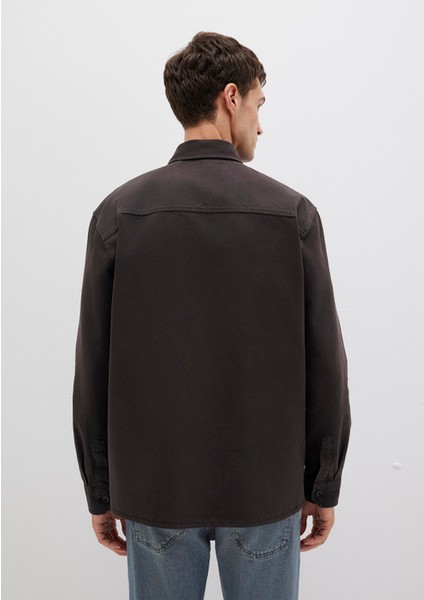 Tencel TM Liyosel Karışımlı Kahverengi Gömlek 0211649-70219