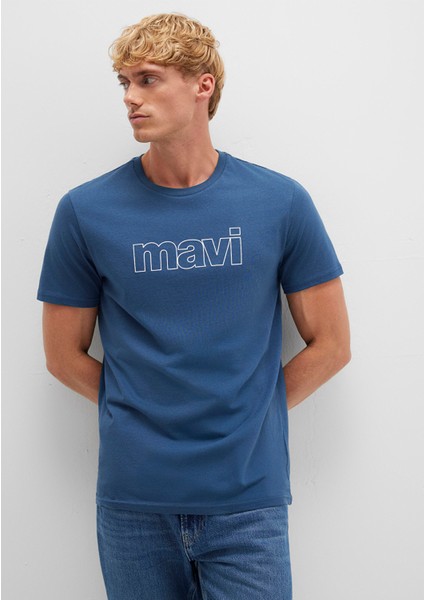 Mavi Logo Baskılı Mavi Tişört 065781-90609