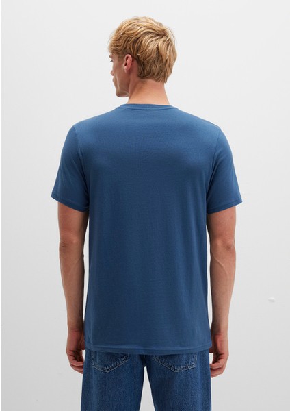 Mavi Logo Baskılı Mavi Tişört 065781-90609