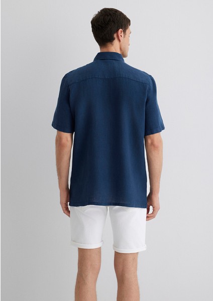 Lacivert Keten Gömlek 0211473-82183