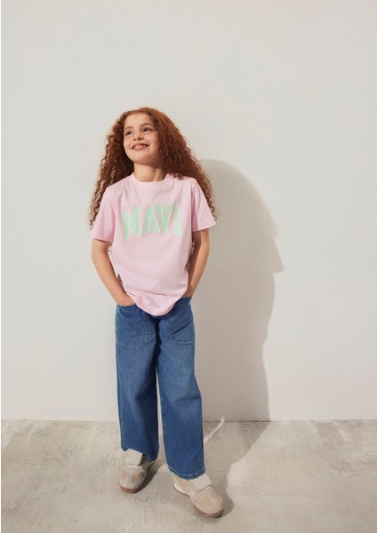 Mavi Logo Baskılı Pembe Tişört 7610109-86953