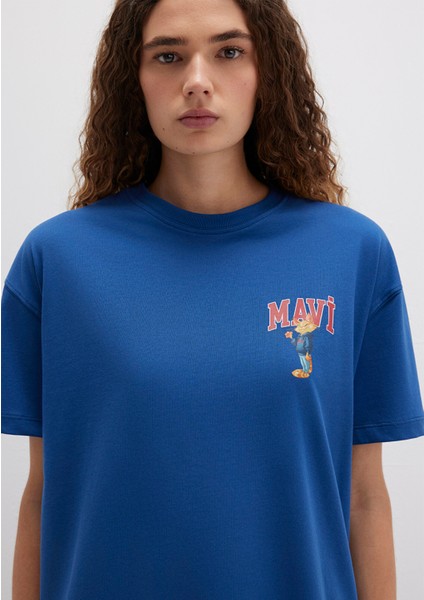 Kedi Logo Baskılı Lacivert Tişört 1613283-82625