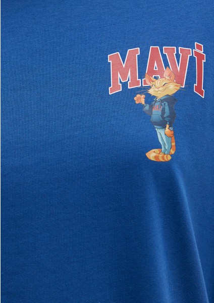 Kedi Logo Baskılı Lacivert Tişört 1613283-82625