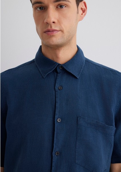 Lacivert Keten Gömlek 0211473-82183