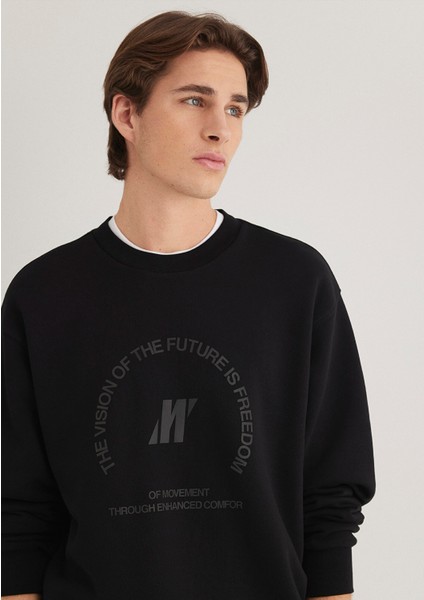Mavi Pro Baskılı Siyah Sweatshirt 0S10355-71379