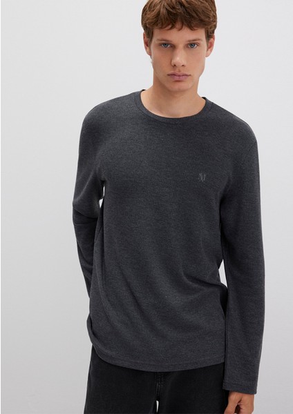Uzun Kollu Antrasit Basic Tişört 065755-29758