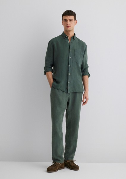 Yeşil Keten Pantolon 0010358-71598