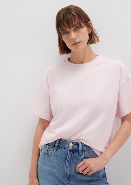 Mavi Baskılı Pembe Tişört 1612518-89200