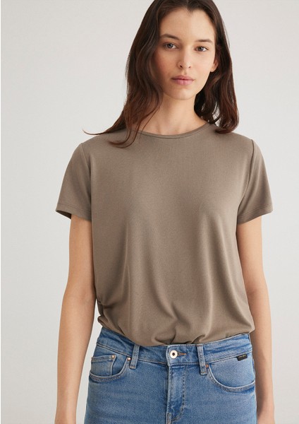Lux Touch TENCEL TM Kahverengi Modal Tişört 1612693-83866