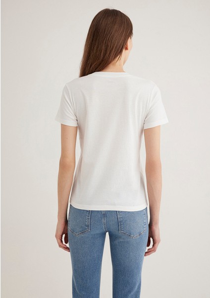 Bisiklet Baskılı Ekru Tişört 1613198-70057